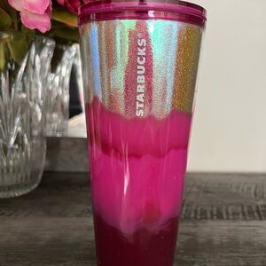 Starbucks Pink and Silver Tumbler